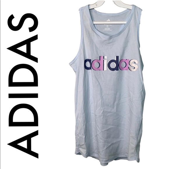 ADDIDAS NWT BLUE SILVER TANK TOP SIZE GIRLS L 14